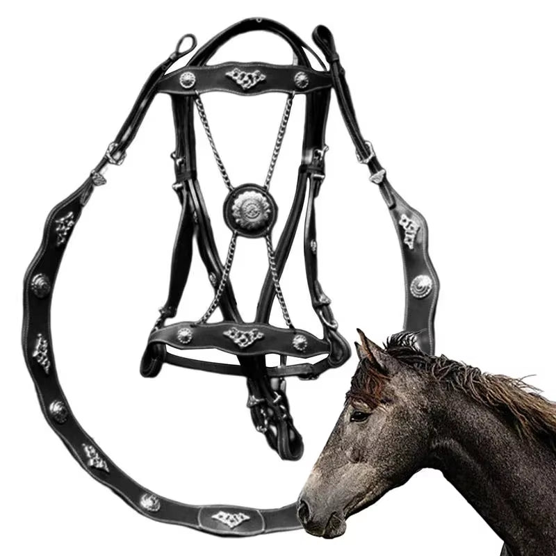 EquiElite™ PU Leather Horse Halter & Lead Rope Set – Premium Comfort, Total Control