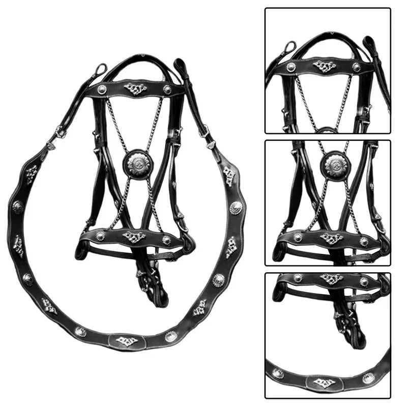 EquiElite™ PU Leather Horse Halter & Lead Rope Set – Premium Comfort, Total Control